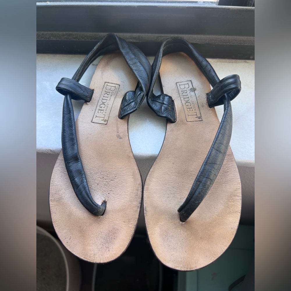 Bridget Handcrafted Black Leather Women's Sandals